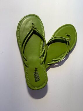 Personal Identity Lime Green Knotted Thong Sandals Flat Flip Flops Size 8